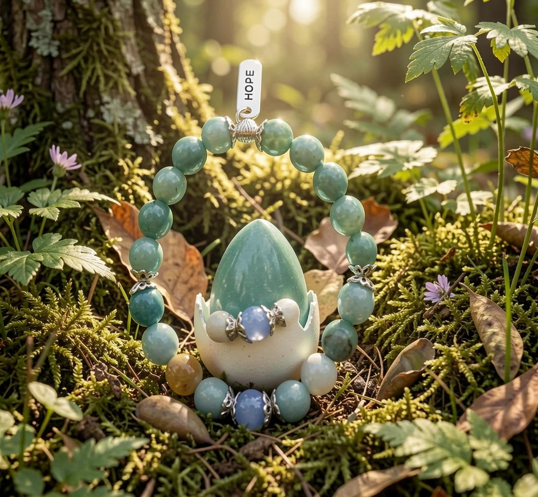 Bracelets en pierres naturelles alignés